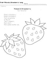 Picked A Strawberry Song Coloring Page